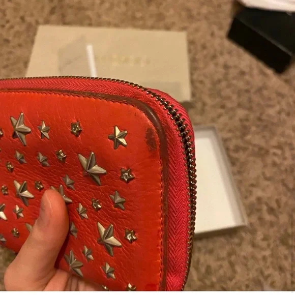 Jimmy Choo Star Wallet Pink/Red with Rhinestones & Original Packaging - Picture 12 of 12